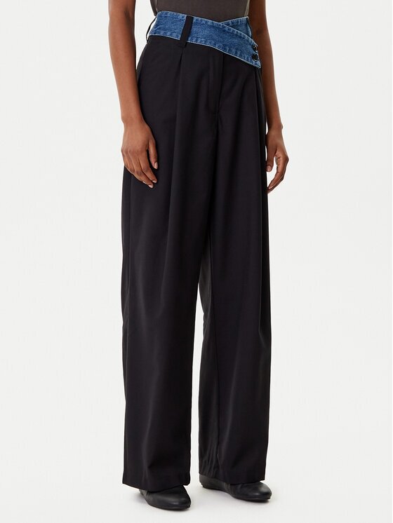 Desigual Pantaloni din material Denimwaist 25WWPW03 Wide Leg