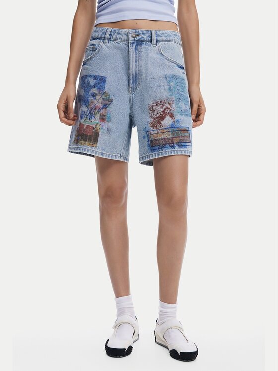 Desigual Pantaloni scurți de blugi Inidan 25SWDD24 Straight Fit