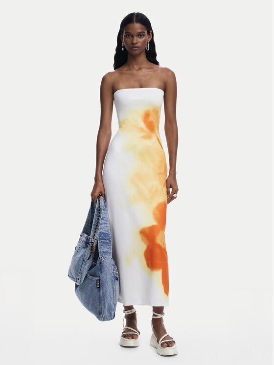 Desigual Rochie de vară Amberes 25SWVK49 Écru Slim Fit