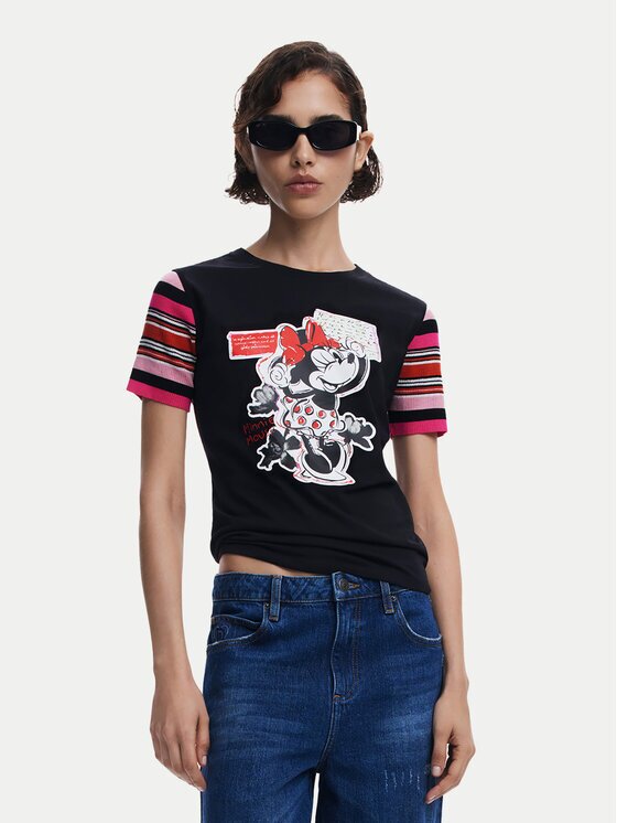 Desigual Tricou Minnie 25SWTK39 Slim Fit