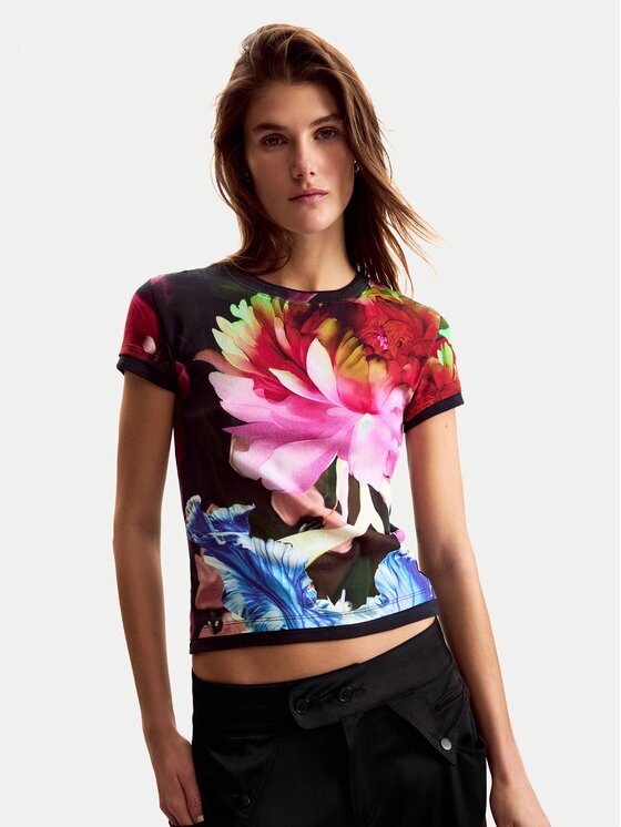 Desigual Tricou Multiflowers Lacroix 26SWTK49 Regular Fit