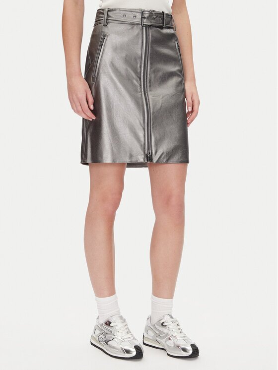 DKNY Fustă din imitație de piele P4JN6XIM Regular Fit