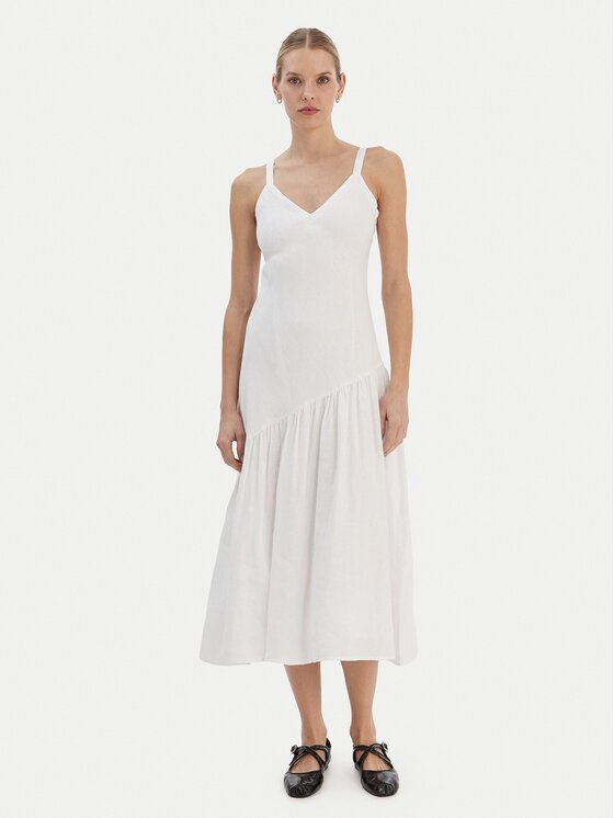 DKNY Rochie de vară P5JNCD88 Écru Regular Fit