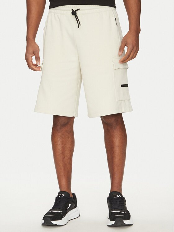 EA7 Emporio Armani Pantaloni scurți sport 7M000326 AF12660 U1112 Écru Regular Fit