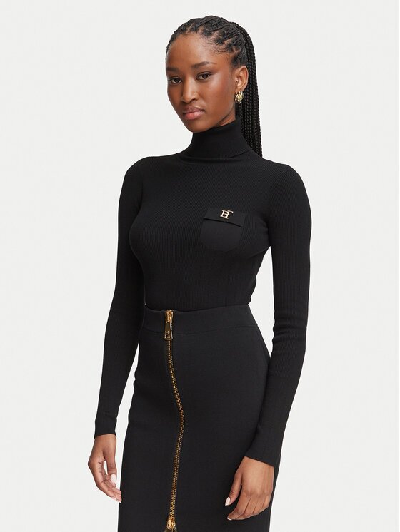 Elisabetta Franchi Bluză cu gât MK-05B-66E2-V350 Slim Fit