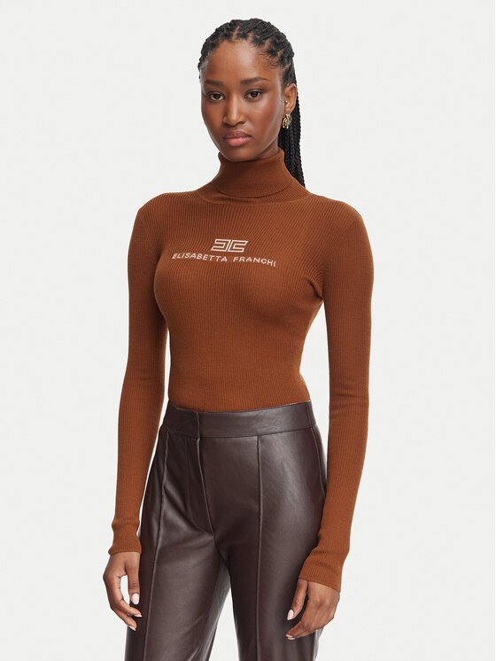 Elisabetta Franchi Bluză cu gât MK-18B-66E2-V320pr Slim Fit