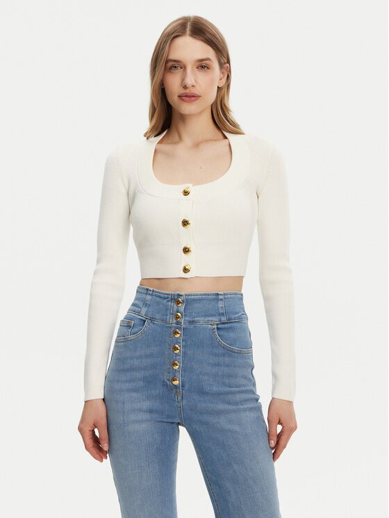 Elisabetta Franchi Cardigan MK53S51E2 Écru Regular Fit
