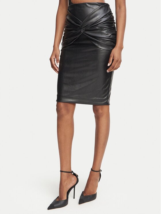 Elisabetta Franchi Fustă din imitație de piele GO-219-66E2-V260 Slim Fit