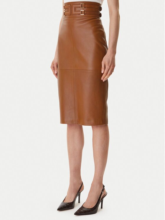 Elisabetta Franchi Fustă din piele GP-09Z-61E2-V890 Regular Fit