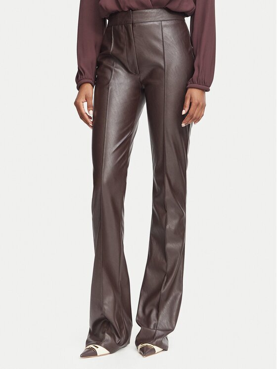 Elisabetta Franchi Pantaloni din imitație de piele PA-188-66E2-V350 Flare Fit