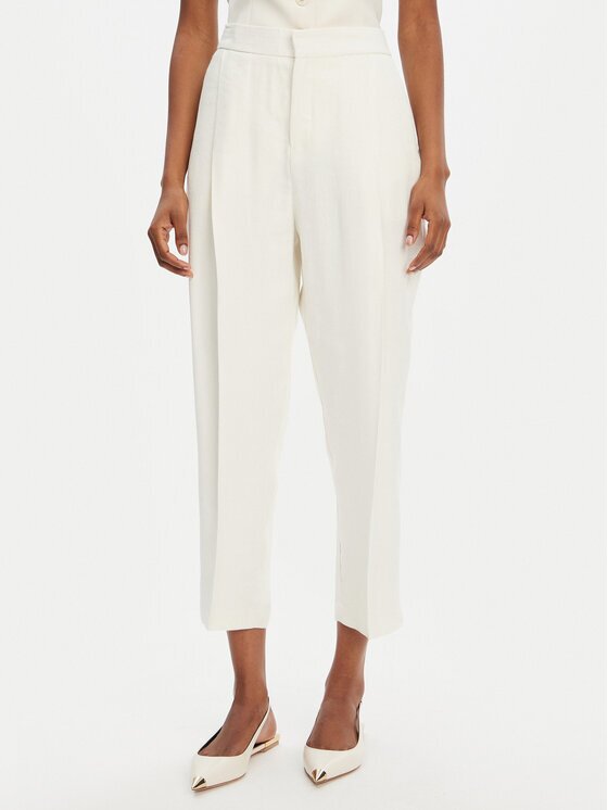 Elisabetta Franchi Pantaloni din material PA-094-52E2-V450 Écru Regular Fit