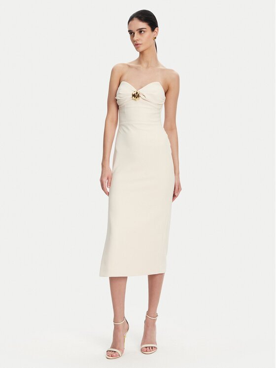 Elisabetta Franchi Rochie cocktail AB-769-51E2 Écru Regular Fit