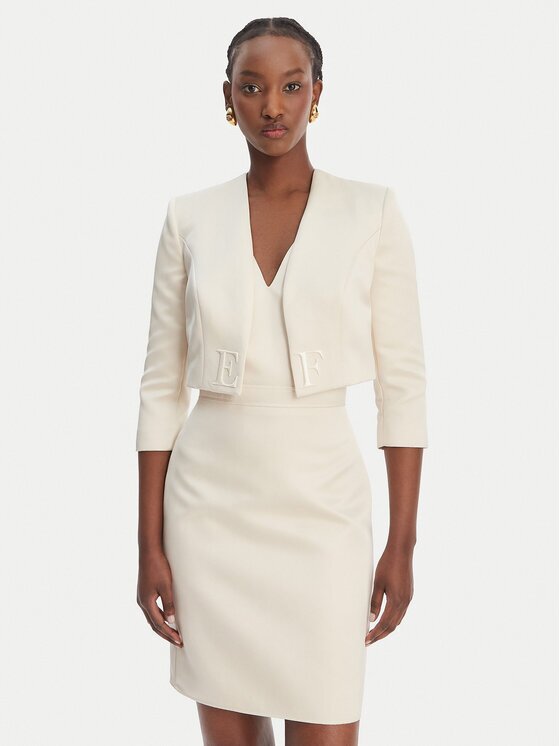 Elisabetta Franchi Rochie cocktail TB-001-61E2-V550 Écru Regular Fit