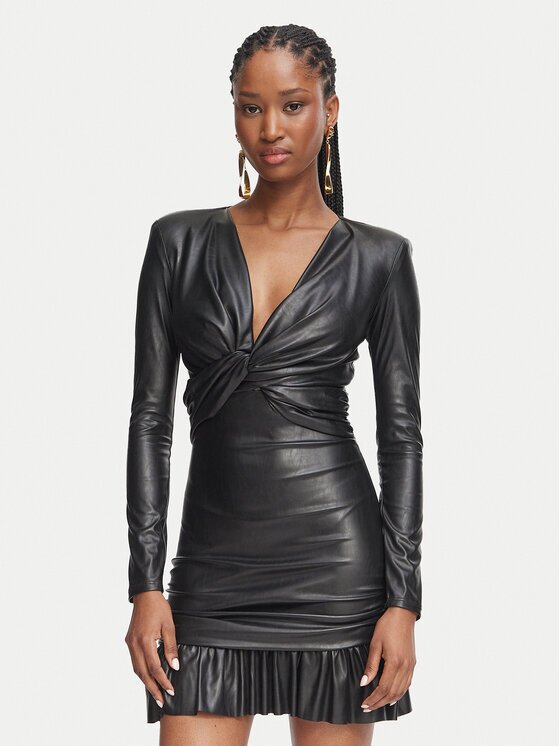 Elisabetta Franchi Rochie din imitație de piele AB-989-66E2-V400 Slim Fit