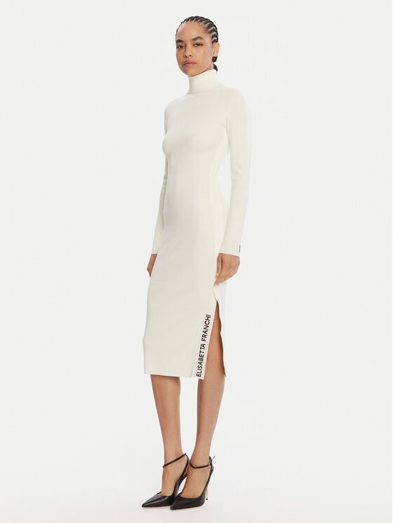 Elisabetta Franchi Rochie tricotată AM-03S-56E2-V390 Écru Slim Fit