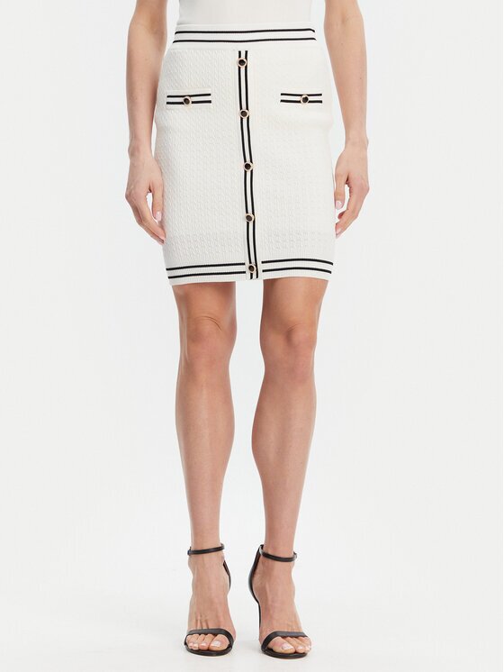 Fracomina Fustă tip creion FR25SG4003K52401 Écru Slim Fit