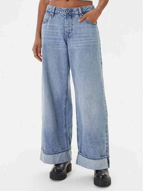 G-Star Raw Blugi Roxx D28394-D536 Albastru celest Wide Leg