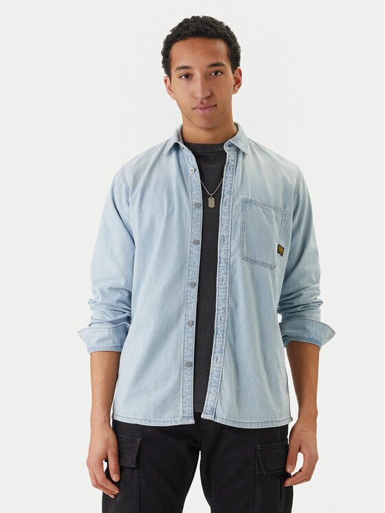 G-Star Raw cămașă de blugi D27083-D252 Albastru celest Regular Fit