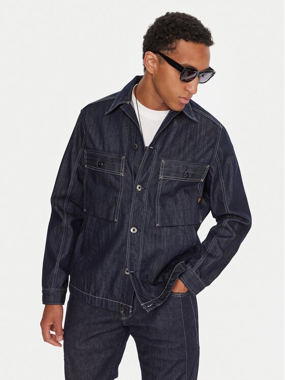 G-STAR Raw cămașă de blugi Mosa D26462-D577 Bleumarin Relaxed Fit