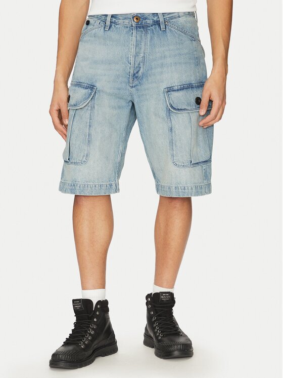 G-Star Raw Pantaloni scurți de blugi Bend 3D Cargo D26528-D788 H119 Albastru celest Relaxed Fit