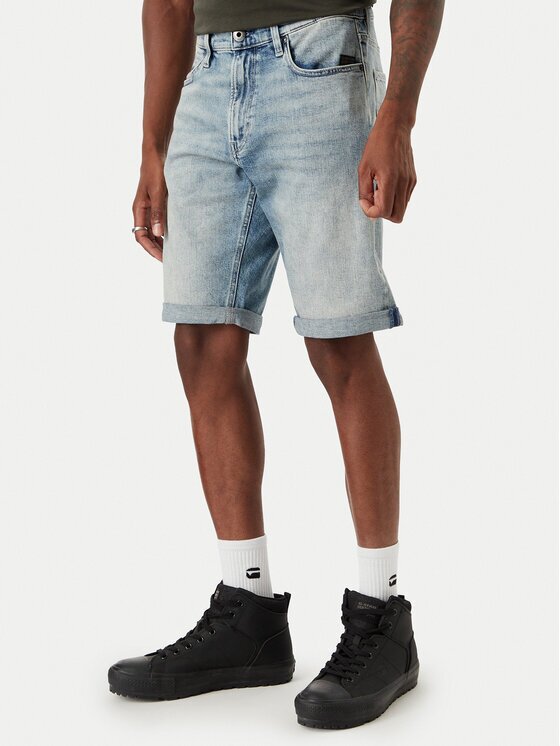 G-STAR Raw Pantaloni scurți de blugi Mosa D24430-E205 Albastru Straight Fit