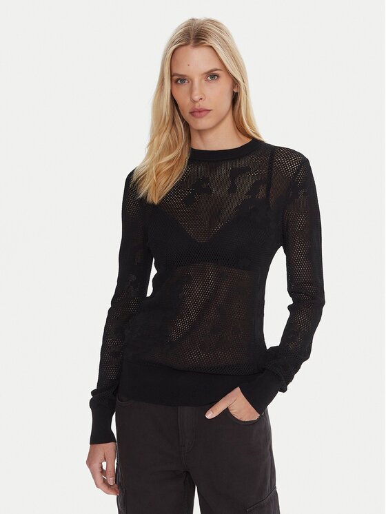 G-STAR Raw Pulover Pointelle D27724-B754 Negru Regular Fit