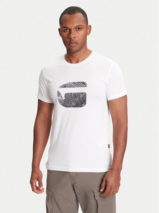 G-STAR Raw Tricou Finger Print Burger D26041-C506 Alb Regular Fit