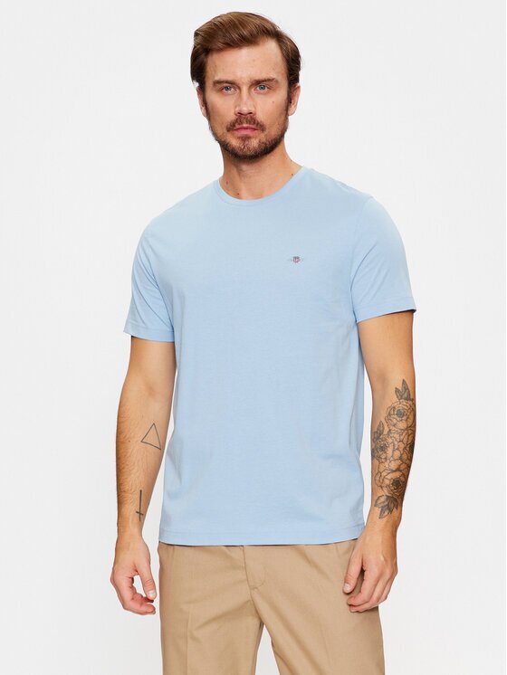 Gant Tricou Shield 2003184 Albastru celest Regular Fit