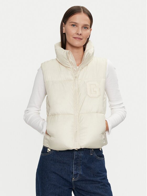 GAP Vestă 500882-01 Écru Regular Fit