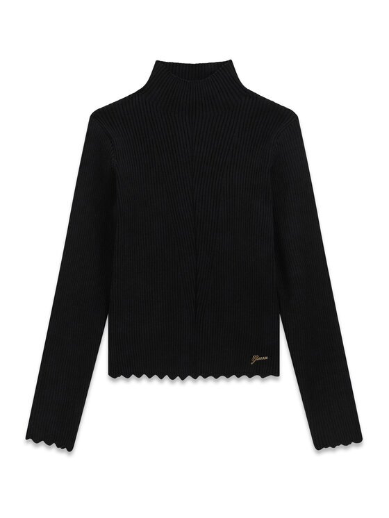 GUESS Bluză cu gât J6BR29 Z1931 Negru Slim Fit
