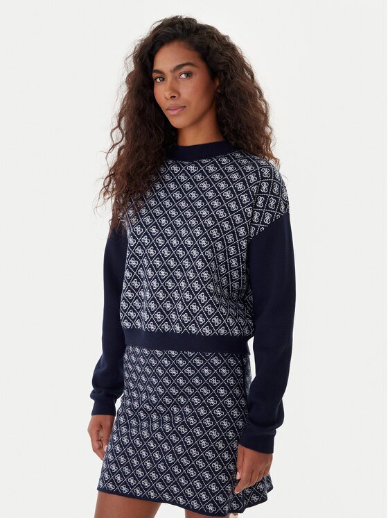 GUESS Bluză cu gât W5BR23 Z3JD2 Relaxed Fit