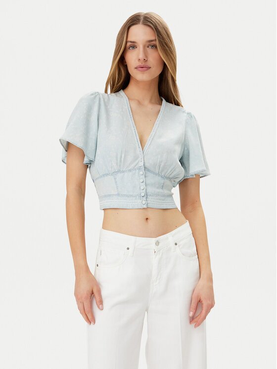 GUESS Bluză W5GH82 D5N81 Albastru celest Regular Fit