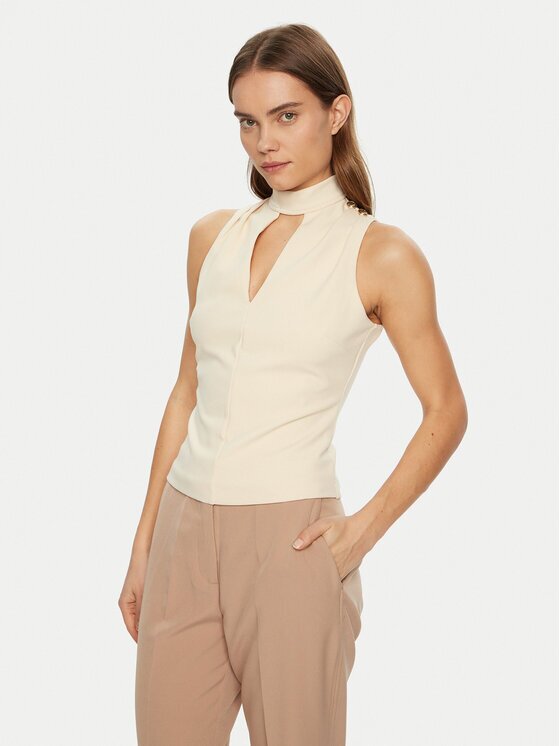 GUESS Bluză W5RP05 KCBO2 Écru Regular Fit