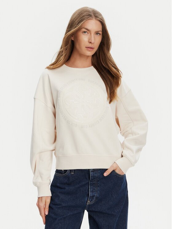 GUESS Bluză W5YQ07 KB681 Écru Regular Fit