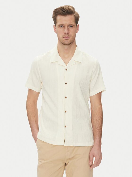 GUESS Cămașă M5GH67 WH340 Écru Regular Fit