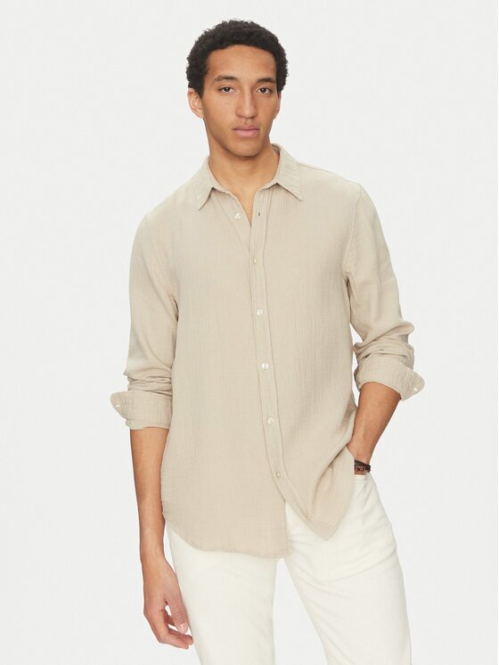 GUESS Cămașă M5GH85 WH831 Écru Regular Fit