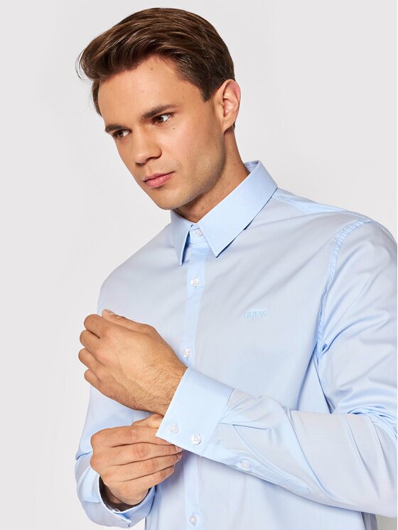 GUESS Cămașă Sunset M1YH20 W7ZK1 Albastru celest Slim Fit