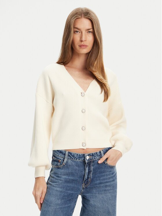 GUESS Cardigan W5YR07 Z2ZK2 Écru Relaxed Fit