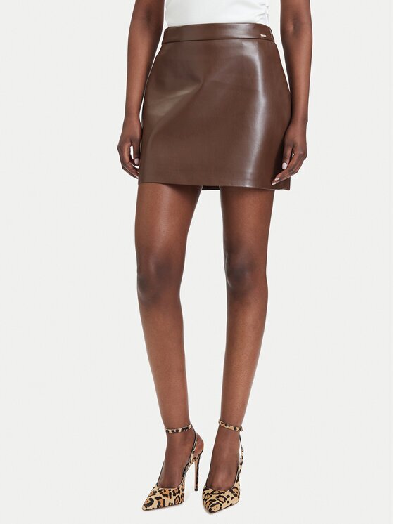 GUESS Fustă din imitație de piele W6YD09 W2902 Regular Fit