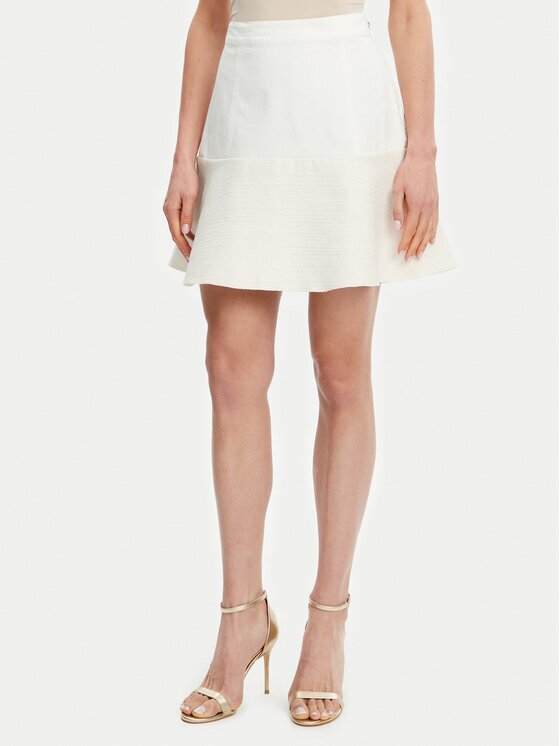GUESS Fustă mini W5GD87 WH610 Écru Regular Fit
