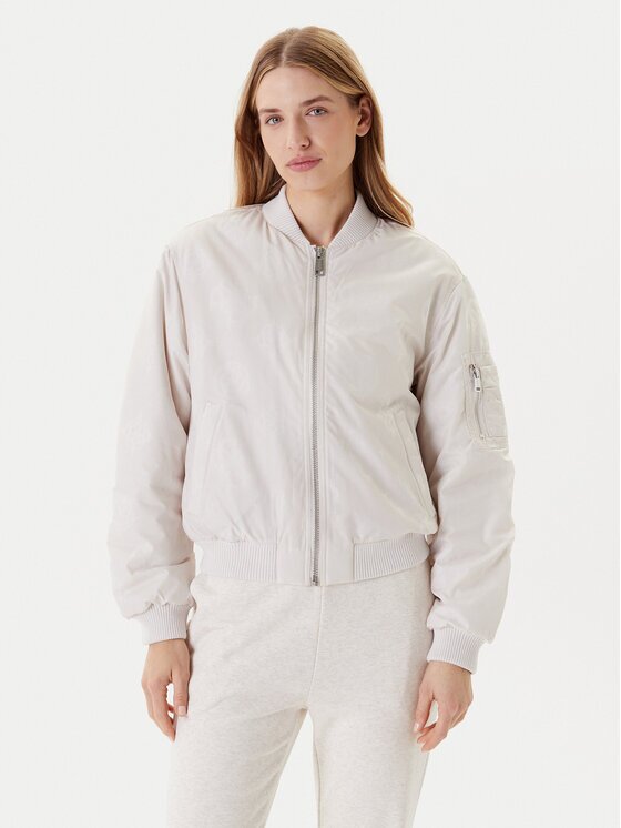 GUESS Geacă bomber W5YL08 WHDK2 Écru Regular Fit