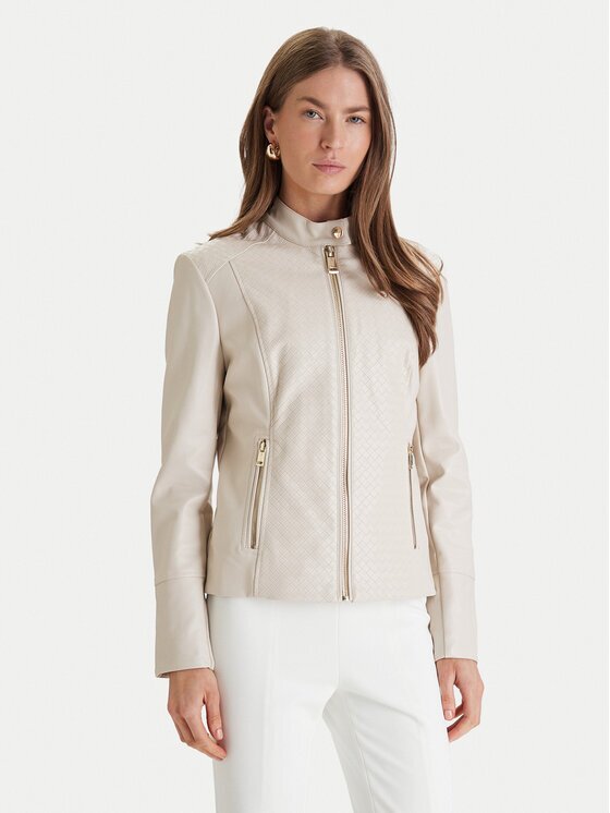 GUESS Geacă din imitație de piele W6RL52 WL850 Écru Regular Fit