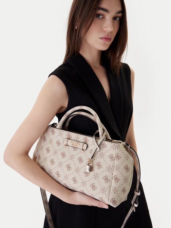 GUESS Geantă Carrie Logo HWGP98 98060 Écru