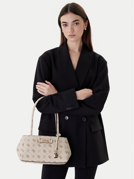 GUESS Geantă Carrie Logo HWGP98 98080 Écru
