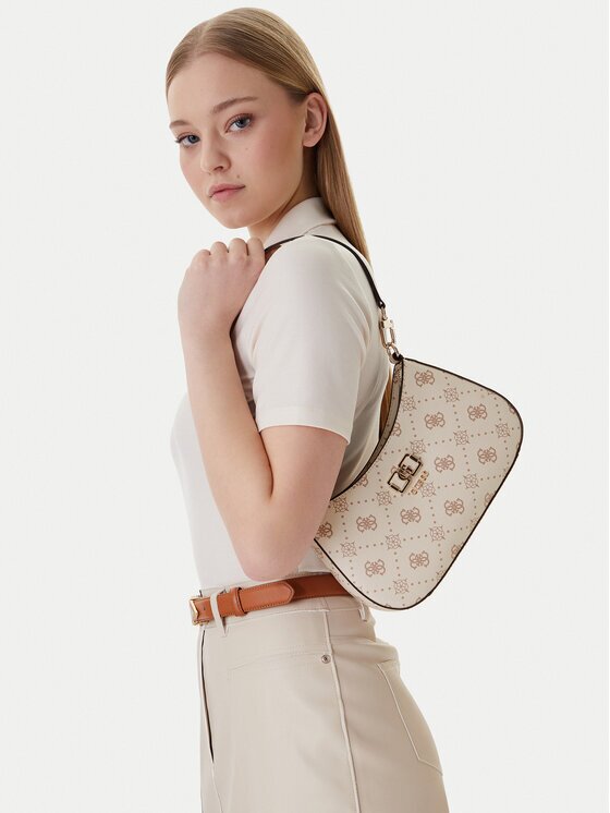 GUESS Geantă Emelie Logo HWGP99 28180 Écru