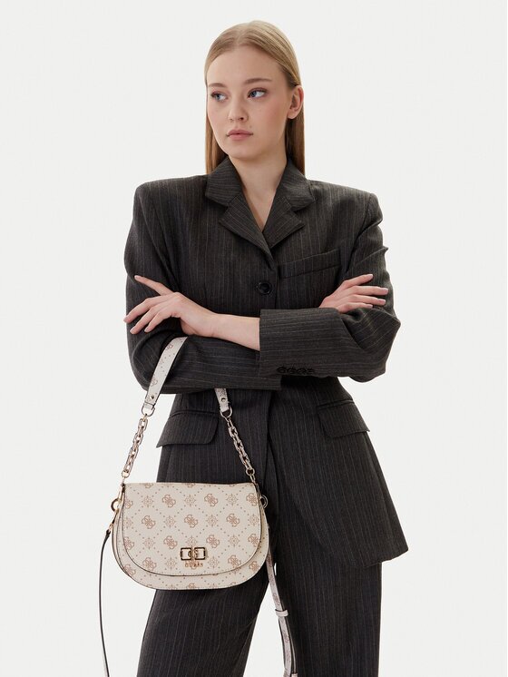 GUESS Geantă Emelie Logo HWGP99 28200 Écru
