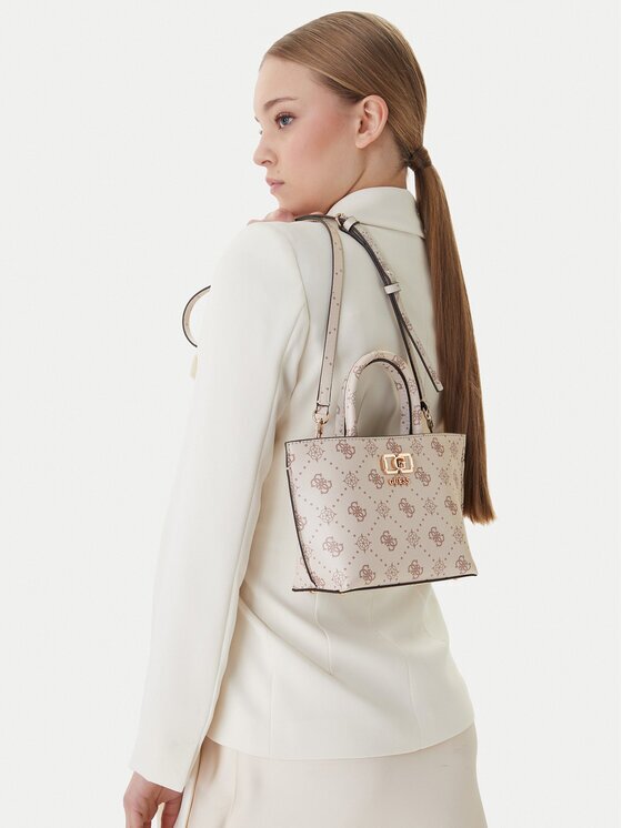 GUESS Geantă Emelie Logo Mini HWGP99 28750 Écru