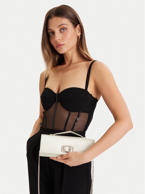 GUESS Geantă Zalina Mini HWSG93 50720 Écru