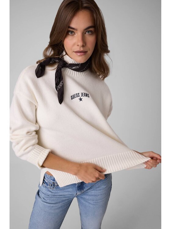 GUESS JEANS Bluză cu gât 184168 Classic Fit