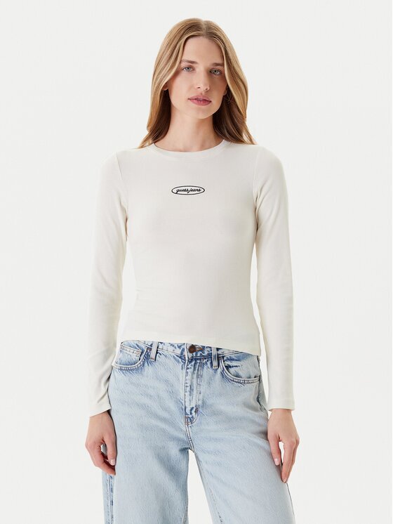 GUESS JEANS Bluză W5YP38 KA0H1 Écru Slim Fit
